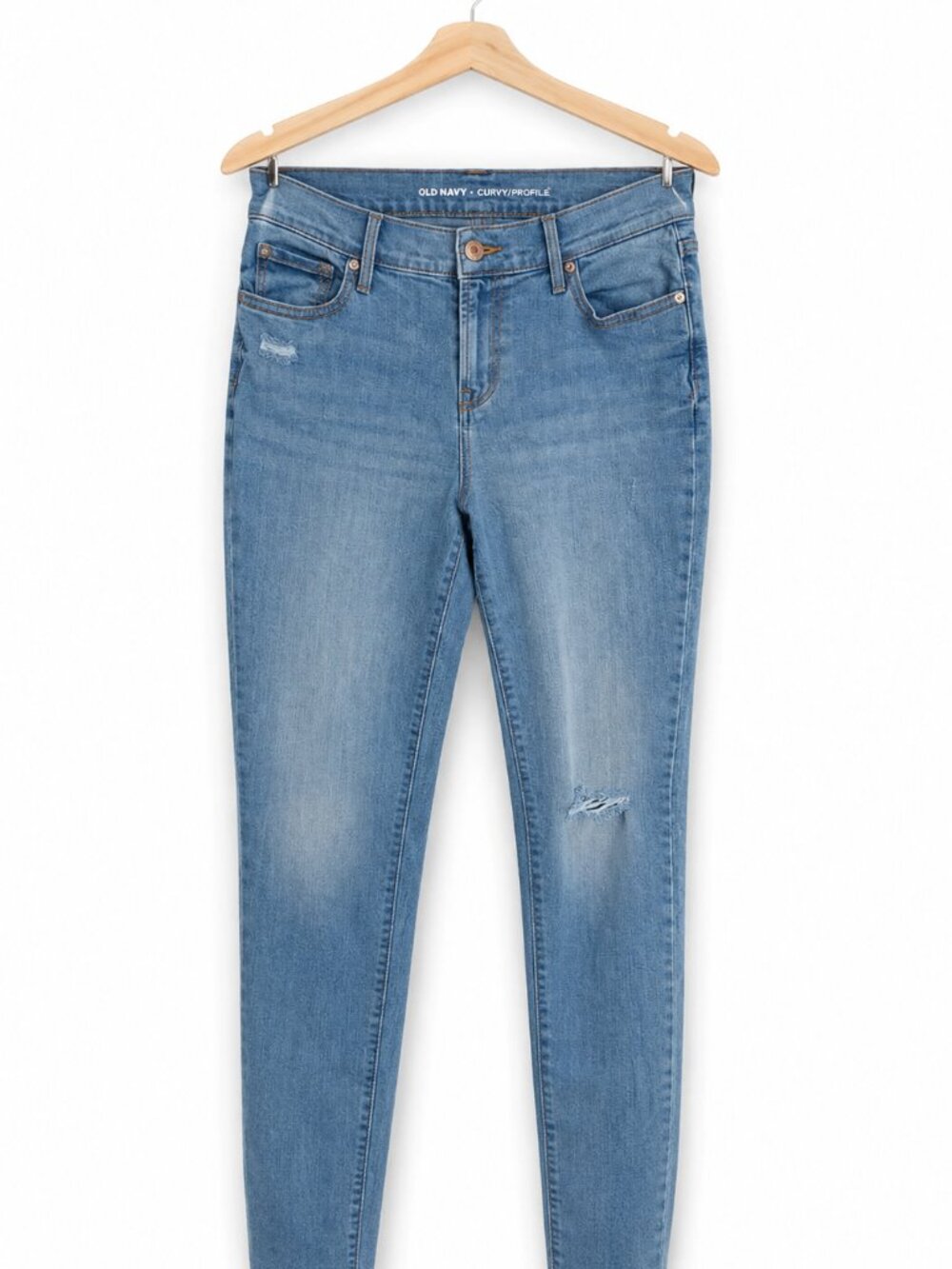 Old Navy Womens Jeans Sz 2 Blue Curvy Mid Rise Skinny Monterey Distressed